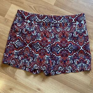 Saint Tropez West Paisley Red White Blue Denim Shorts US 6